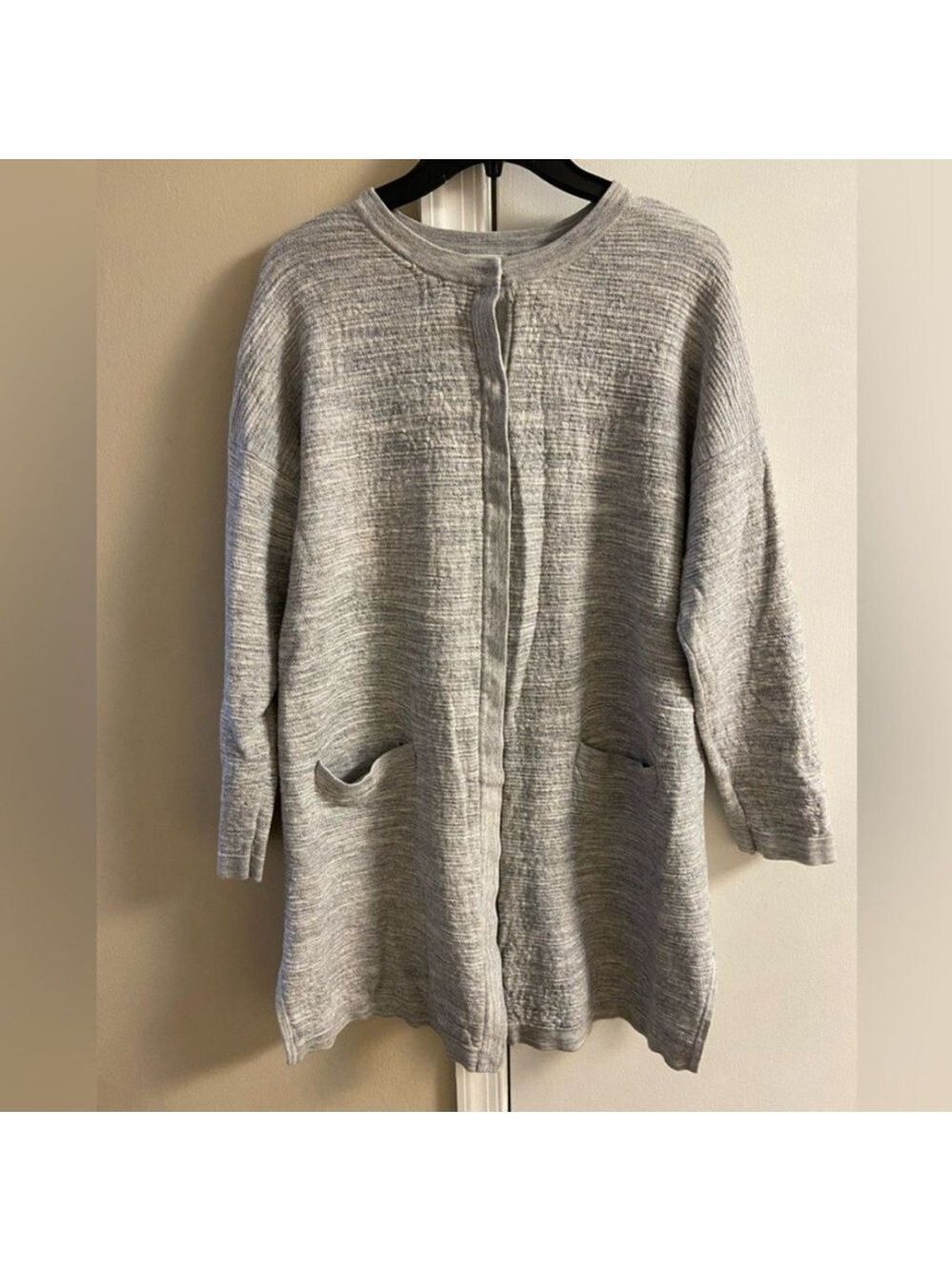 J Jill pure Jill Gray Women's Cardigan snap up closure Large